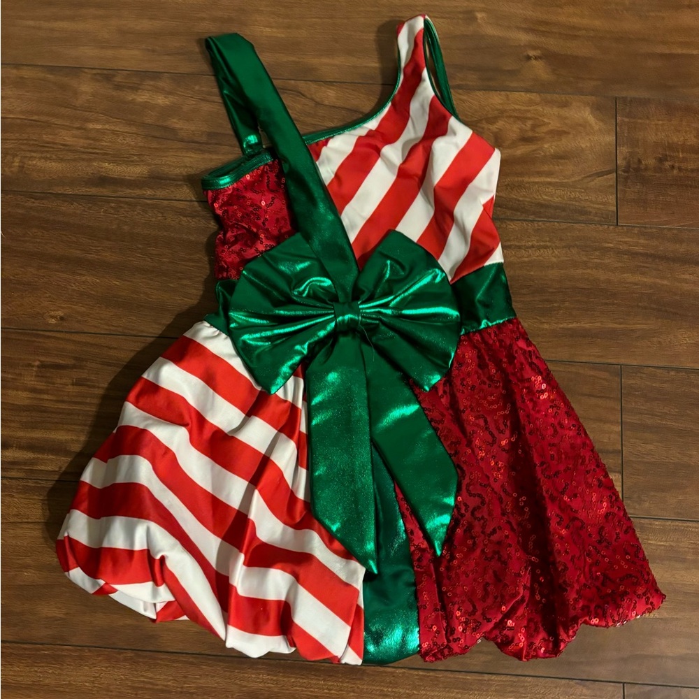 Festive Red and Green Striped Kids Costume, Worn once, few hours